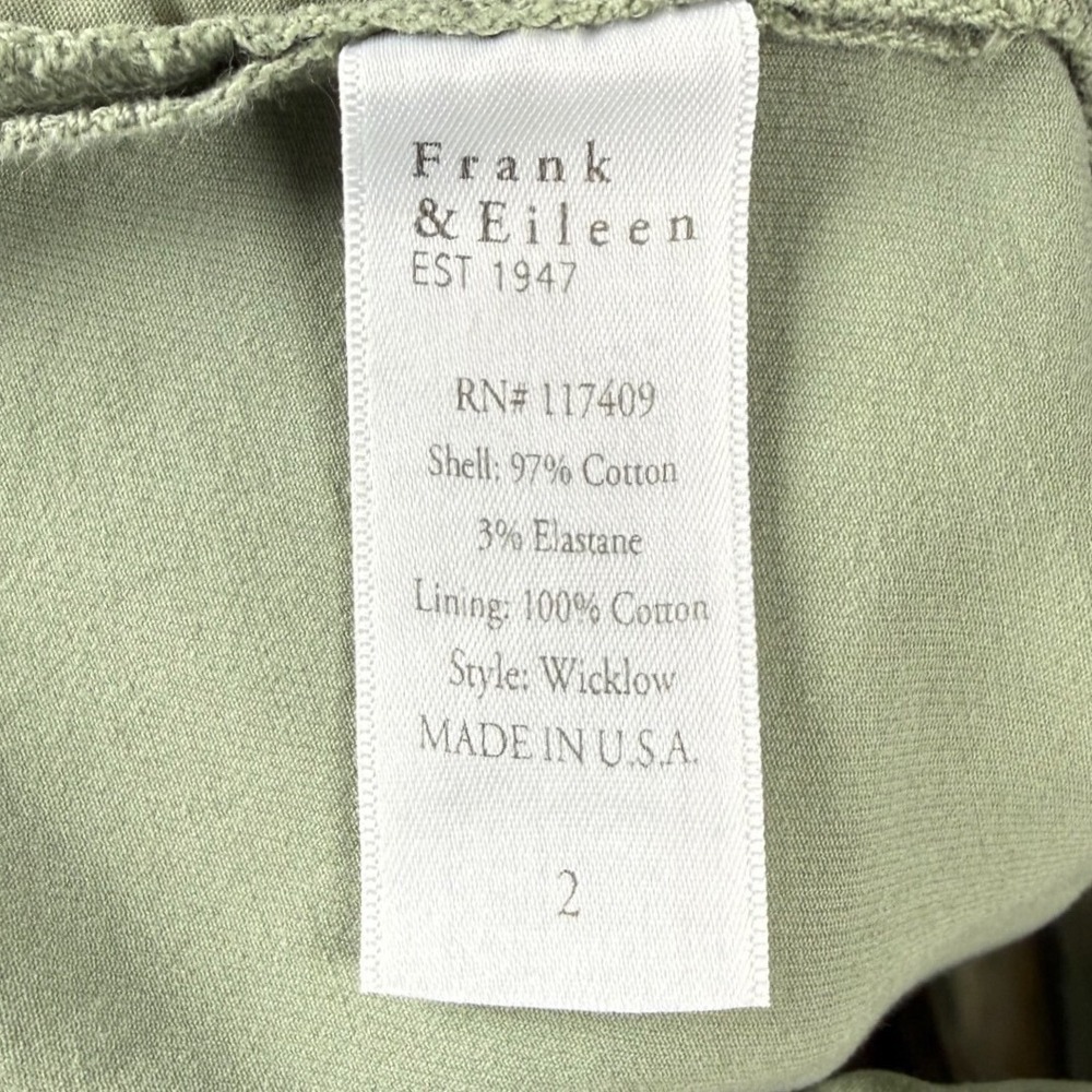 FRANK & EILEEN Wicklow Chino Cropped Trousers, Rosemary Distressed Hem, Size 2 - Picture 9 of 10
